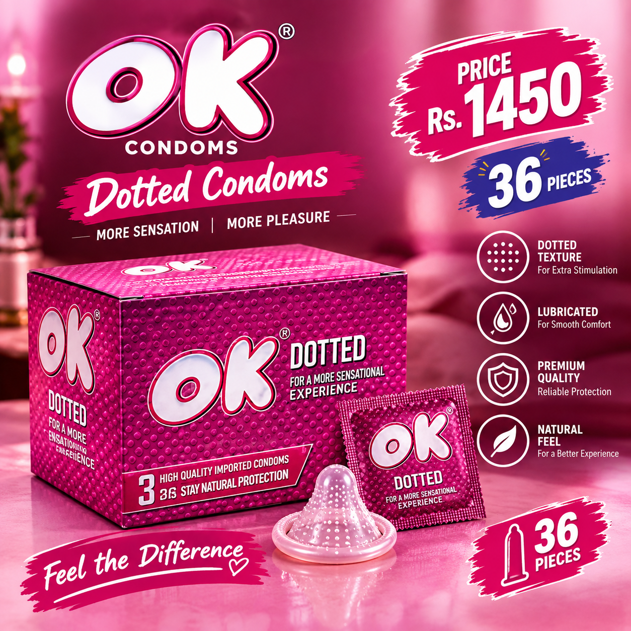 OK Dotted Pack – 36 Pieces — buy condoms online in Pakistan | Privily