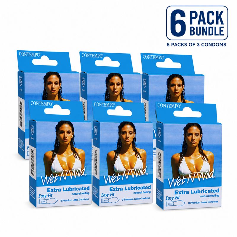 Wet N Wild Extra Lubricated Condoms – 18 Pack (6 x 3 Packs) — buy condoms online in Pakistan | Privily