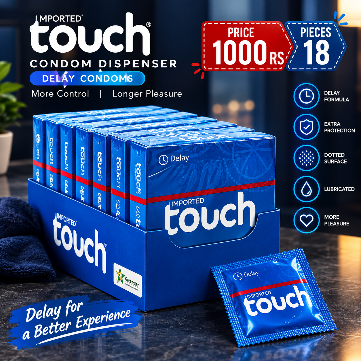 Touch Delay Dispenser - Pack of 6 x 3 — buy condoms online in Pakistan | Privily