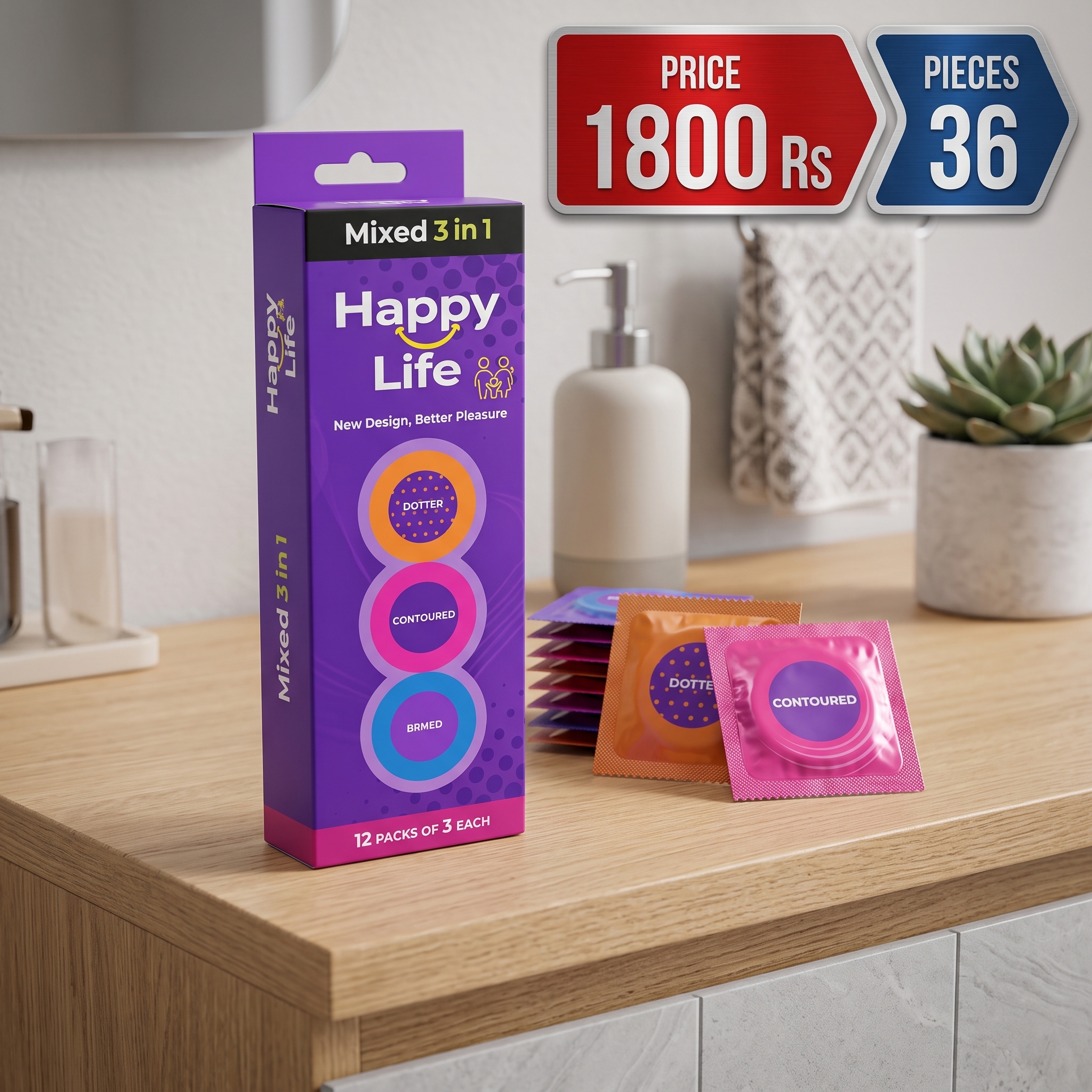 Happy Life Dotted Condoms 36 Pieces — buy condoms online in Pakistan | Privily