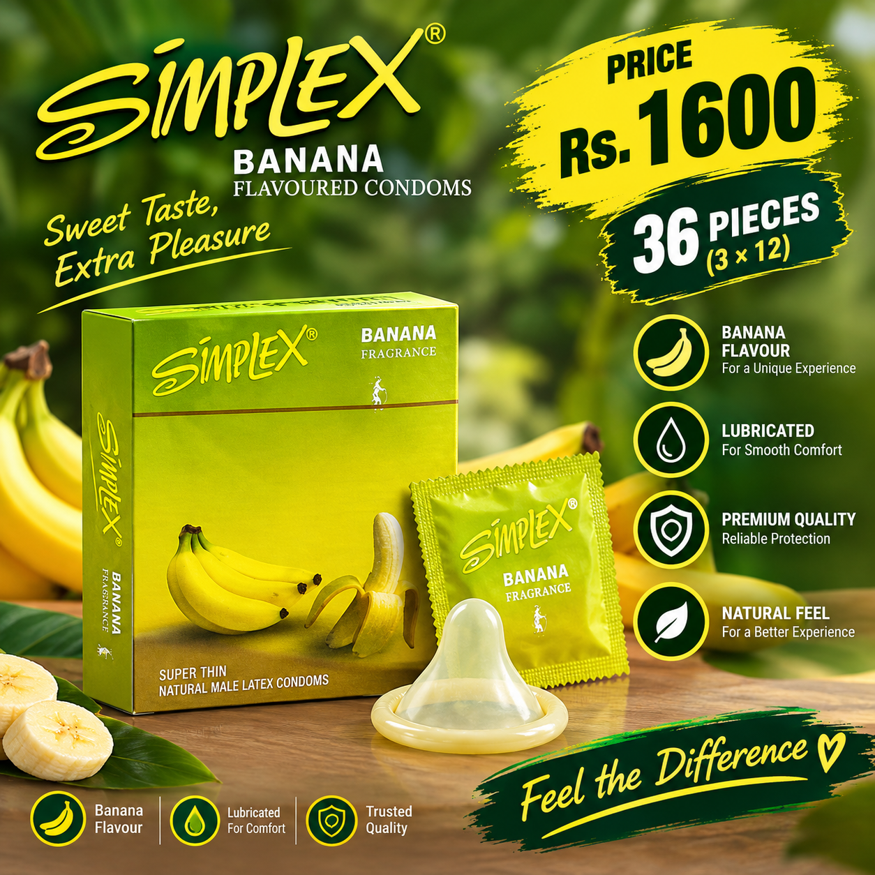 Simplex Banana Flavoured – 36 Pieces — buy condoms online in Pakistan | Privily